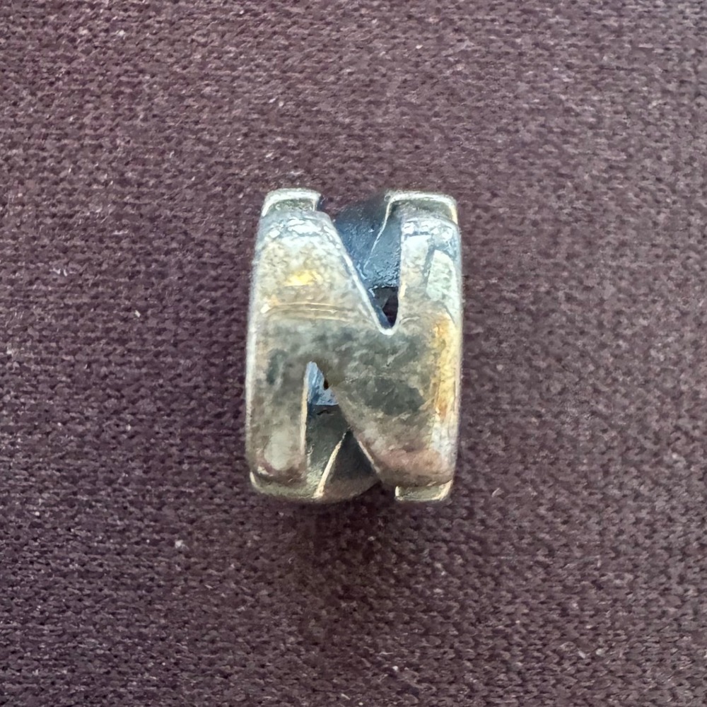 Chamilia Sterling Silver Letter N Initial Bead Charm 925 Threaded European Style